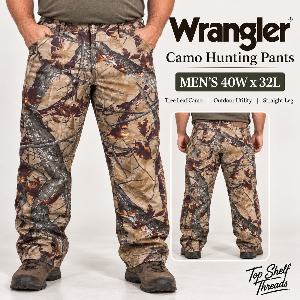 Wrangler Fusion 3D Men W40 L32 Camo Double Knee Hunting Workwear Straight Jeans